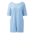 thumbnail image 3 of Women's Summer Casual Backless Romper - Short Sleeve Loose Fit Athletic Beach Jumpsuit with Wide Leg, 3 of 4