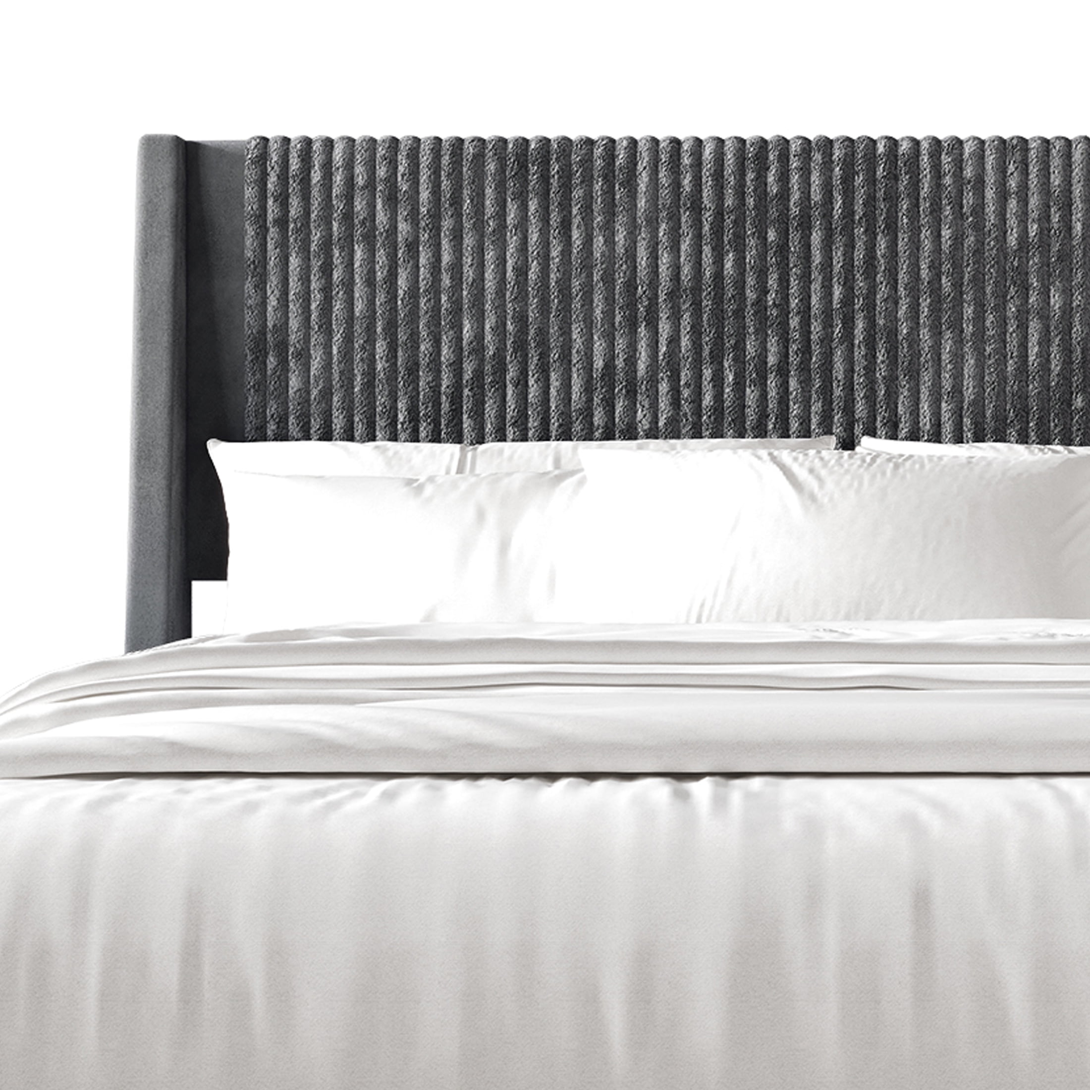 Castle Place Corduroy Velvet King Platform Bed With Storage, Grey