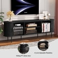 thumbnail image 3 of Modern 70" TV Stand for 80" TV, Wood Entertainment Center with Storage and Shelves, Tambour Door, Walnut, 3 of 6
