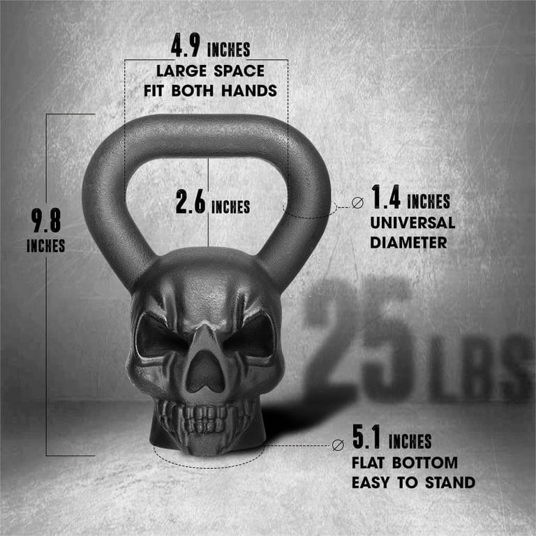 Yes4All 25lb Halloween Edition Skull Kettlebell, Black, Single