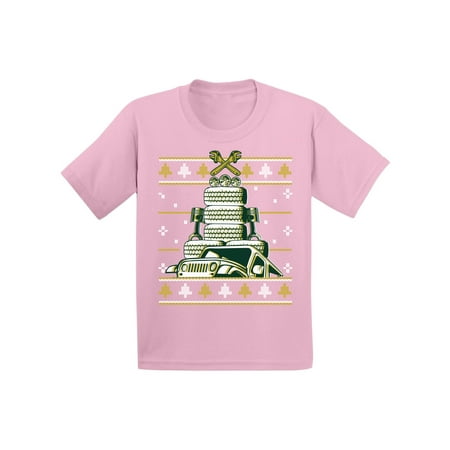 

Awkward Styles Ugly Christmas T-Shirt for Girls Boys Auto Xmas Tree Toddler Shirt