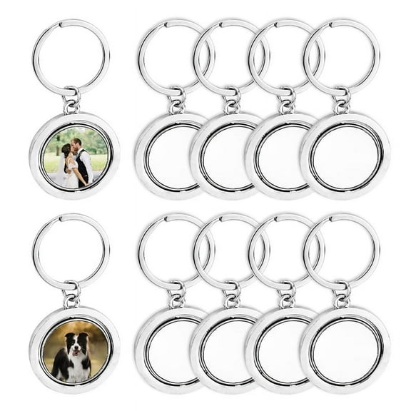 10 Pack 360° Rotating Metal Sublimation Keychain Blanks, Double-Sided Sublimation Blanks DIY Key Chain Circle