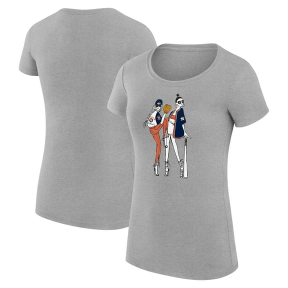Women's G-III 4Her by Carl Banks Heather Gray Houston Astros Super-Slim Fit Lightweight Baseball Girls T-Shirt