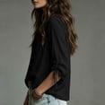 thumbnail image 5 of dazeni Oversized Blouse for Women Ruched Drawstring Long Sleeve Tops Loose Fit V Neck Shirts Casual Dressy Top Black Medium, 5 of 6