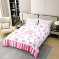 thumbnail image 2 of Erosebridal Housse de Couette en Coton 100 % Motif Princesse avec Nœud, Format Simple, Ensembles de Literie Lettre Initiale R Format Simple, Déco Cœur Rose, Réversible 2 Pcs (Sans Couette), 2 of 8