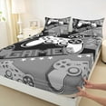 thumbnail image 3 of Feelyou Cartoon Grey Gamepad Bed Sheets for Kids, Modern Video Game King Sheets, Game Gonsole Sheet Set, Microfiber Bedroom Decor, 4pcs, 3 of 7
