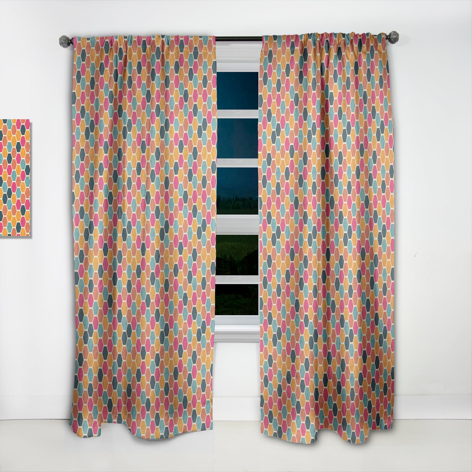 Designart 'Colorful Honeycomb Pattern I' Modern Curtain Panel