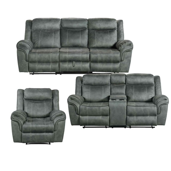 Picket House Furnishings Tasso 3PC Living Room Set in FB367 Charcoal