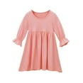 thumbnail image 5 of Little Girls Muslim Dresses with Head Scarf 2 Piece Sets 2M-3Y Toddlers Kids Casual Solid Long Sleeve Crewneck Loose Pullover Going Out Maxi Dress, 5 of 7