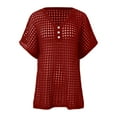 thumbnail image 4 of HJYCHN T-Shirts pour Femmes Été Décontracté Haut en Tricot Blouse de Plage Cache-Maillot Col Rond T-Shirt Uni Hauts pour Femmes Manches Courtes Rouge P, 4 of 5