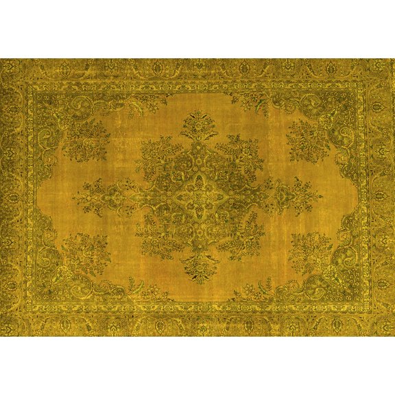 Ahgly Company Indoor Rectangle Abstract Yellow Modern Area Rugs, 6' x 9'