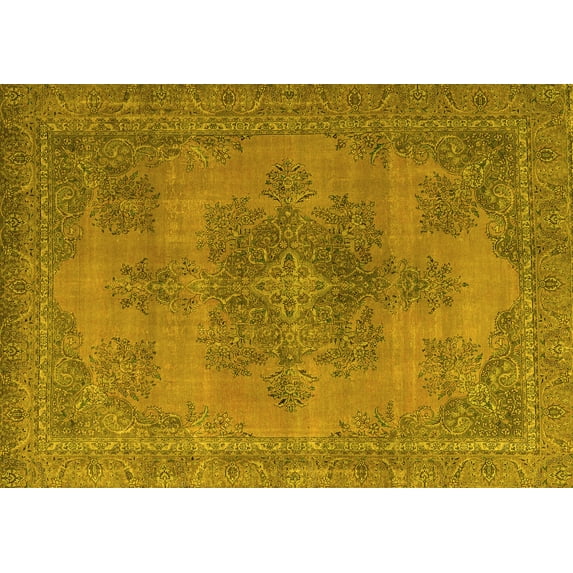 Ahgly Company Indoor Rectangle Abstract Yellow Modern Area Rugs, 6' x 9'
