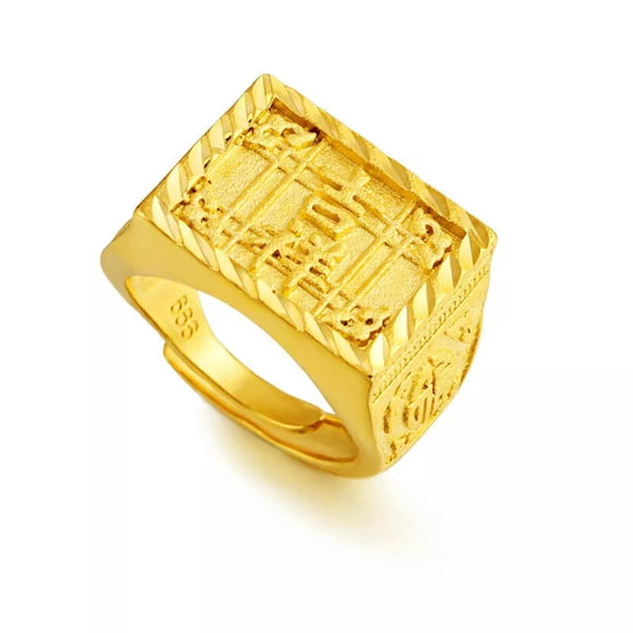 HOOUN Men's auspicious 22K 23K 24K Thai Baht Yellow Gold Plated Ring