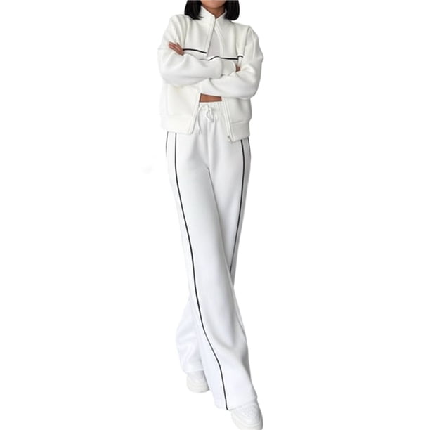 Conjunto Deportivo de Dos Piezas para Mujer, Ideal para Otoño Incluye Sudadera de Larga con Cremallera y Pantalón XL