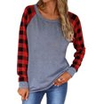thumbnail image 5 of Women's Red Plaid Raglan Long Sleeve Top, 5 of 5