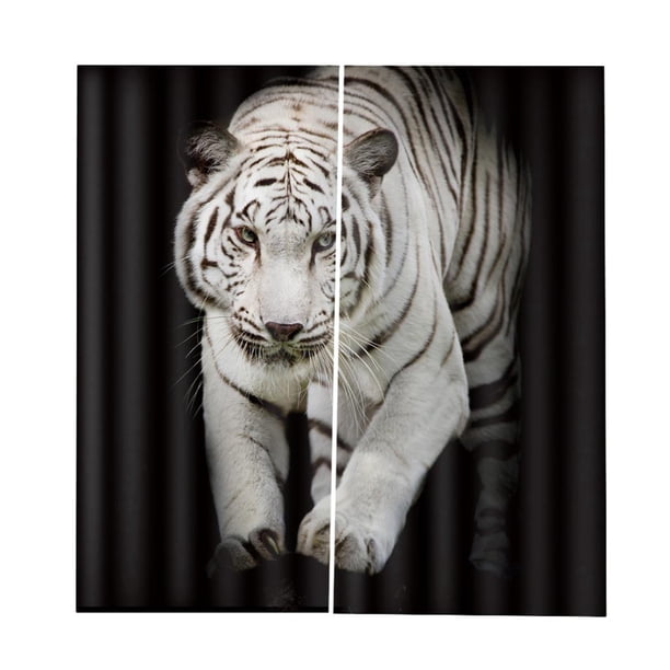 2 cortinas opacas con decoración de animales para adolescentes y niños - como se describe Tigre blanco