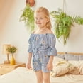 thumbnail image 5 of PatPat Baby / Toddler Girls Clothes Little Girls Rompers Floral Print Striped Off Shoulder Romper Size 1-5T, 5 of 12