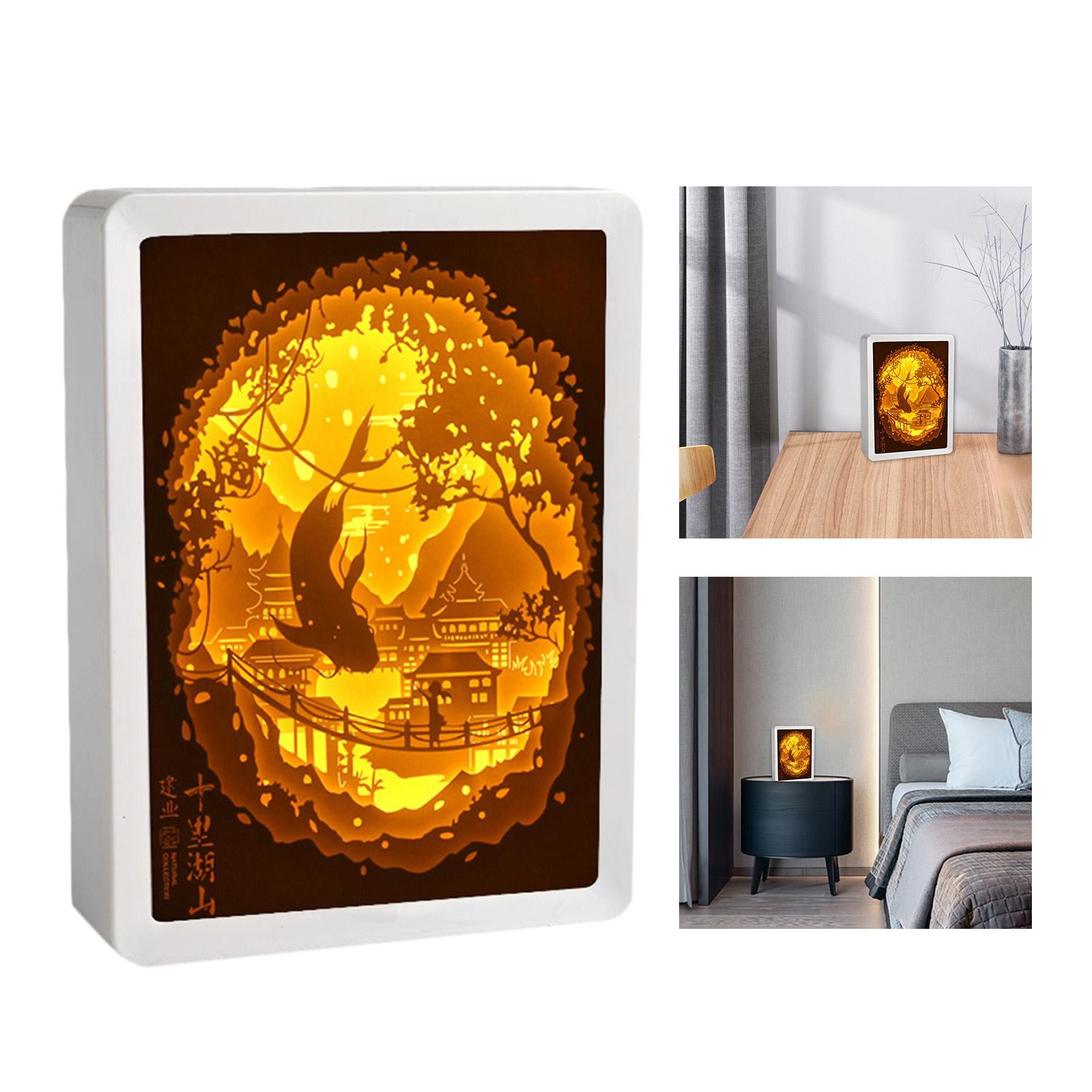 Day Gift 3D Paper Carving Night Box Paper Sculptures Table Lamps Decorative Desktop Lamp -