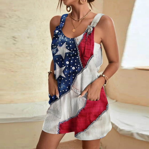 Nuoqisi Short Rompers for Women Summer Sleeveless Jumpsuit Loose Spaghetti Strap Overalls with Pockets