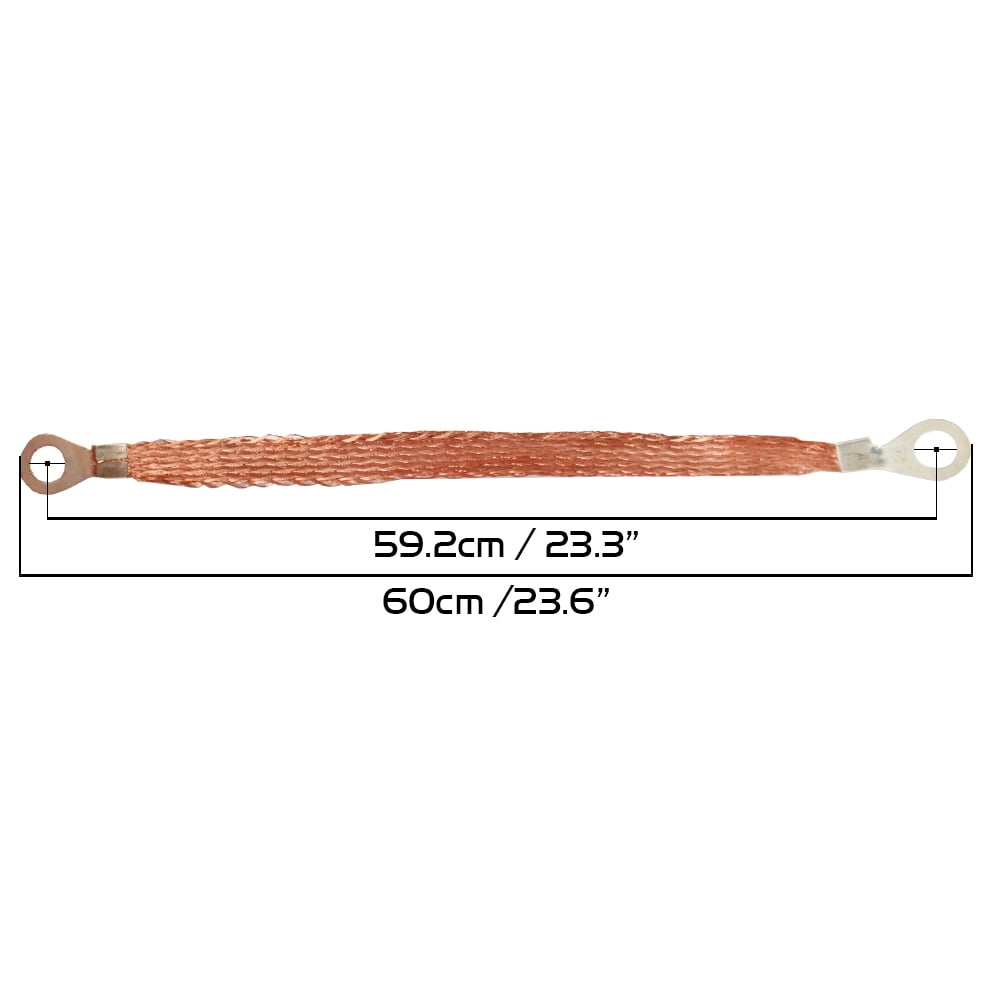 Copper Electrical Connection Tinned Braided Firewall Frame Engine Ground Strap 5/16"Terminals Lugs - 8"/11.4"/24"Length