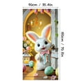 thumbnail image 3 of YaoZQ Easter Door Cover Decor, Cute White Bunny Peeking Out with Colorful Eggs, Spring Holiday Front Porch Hanging Banner, Multicolor, 35 x 71 in, 3 of 7