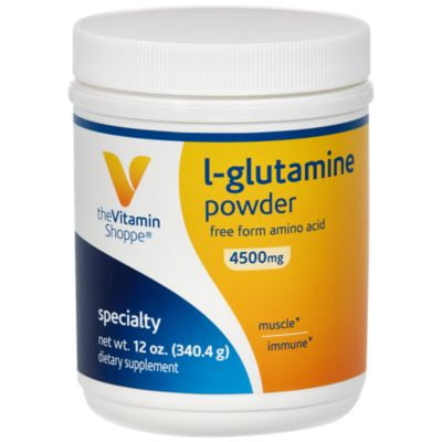 The Vitamin Shoppe LGlutamine Powder 4.5G,  A Free Form Amino Acid, Supports Muscle Recovery  Immune Health (12 Ounces