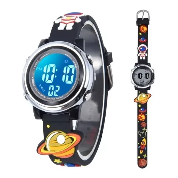 Reloj Led 3d Niños Alarma Impermeable Mov Original Japones Color de la correa Astronauta