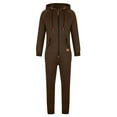 thumbnail image 4 of Fashion YLSDY Men's Fleece Lined Hooded Jumpsuit Zip Up One Piece Pajamas Playsuit Jogger Sweatsuit Overall Romper Coffee 6, 4 of 6