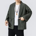 thumbnail image 6 of Casual Jackets for Men 2025 Japanese Lightweight Loose Linen Cardigan Jacket with Pockets Outerwear Coat, 6 of 7