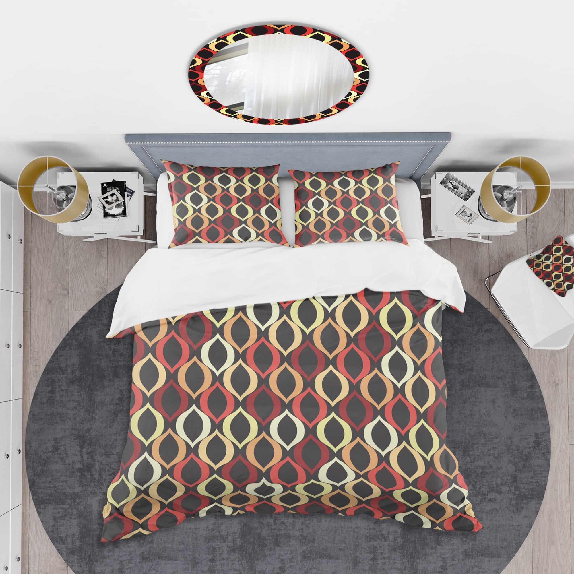 Designart 'Abstract Retro Geometrical Design VIII' Mid-Century Modern Duvet Cover Set