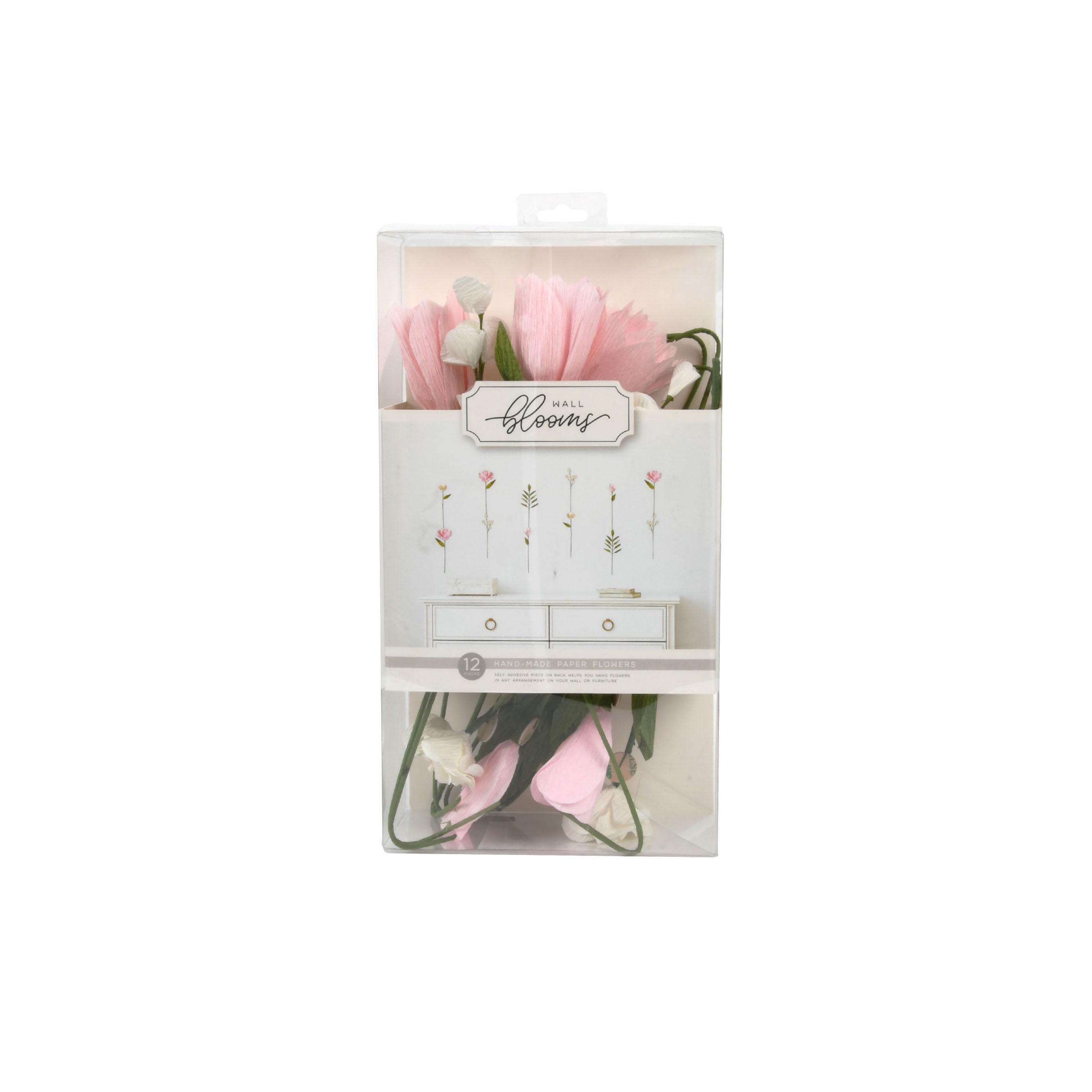 Blue Moon Studio 3D Wall Blooms Décor Peel and Stick Blush Crepe Paper Flowers (Set of 12), by Blue Moon Studio