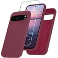 thumbnail image 1 of KOMI for Google Pixel 9 Pro XL Case, Silicone Phone Case with 1 Screen Protector, Soft Anti-Scratch Microfiber Lining, Full Body Shockproof Slim Cover Support Wireless Charging, Wine Red, 1 of 5