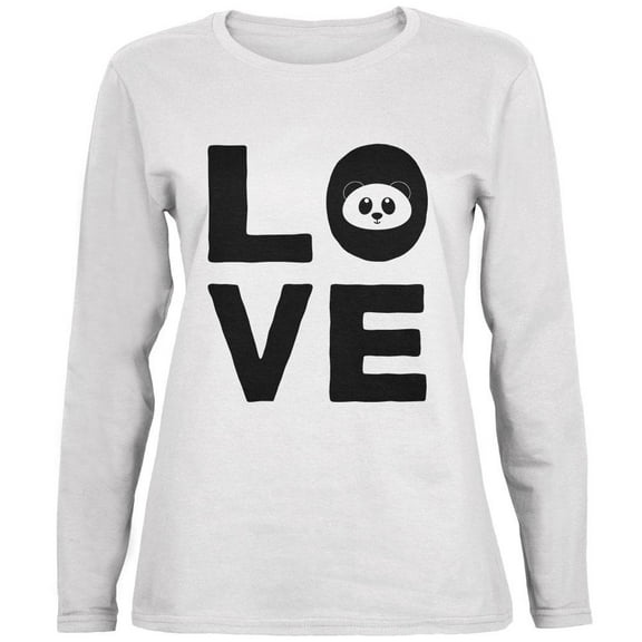 Panda Love Series Ladies' Relaxed Jersey Long-Sleeve Tee White MD