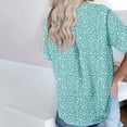 thumbnail image 3 of QLEICOM Women's Casual Boho Floral Print V Neck Short Sleeve Loose Blouses Shirts Tops Light Blue M, US Size 6, 3 of 5