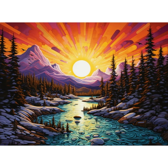 Natural Landscape Sunset River Trees 5D Diamond Art Painting by Number Kits for Adults DIY Paint with Round Full Drill Diamond Gems Painting Art Craft for Home Wall Decor 11.8x15.8inch(3)