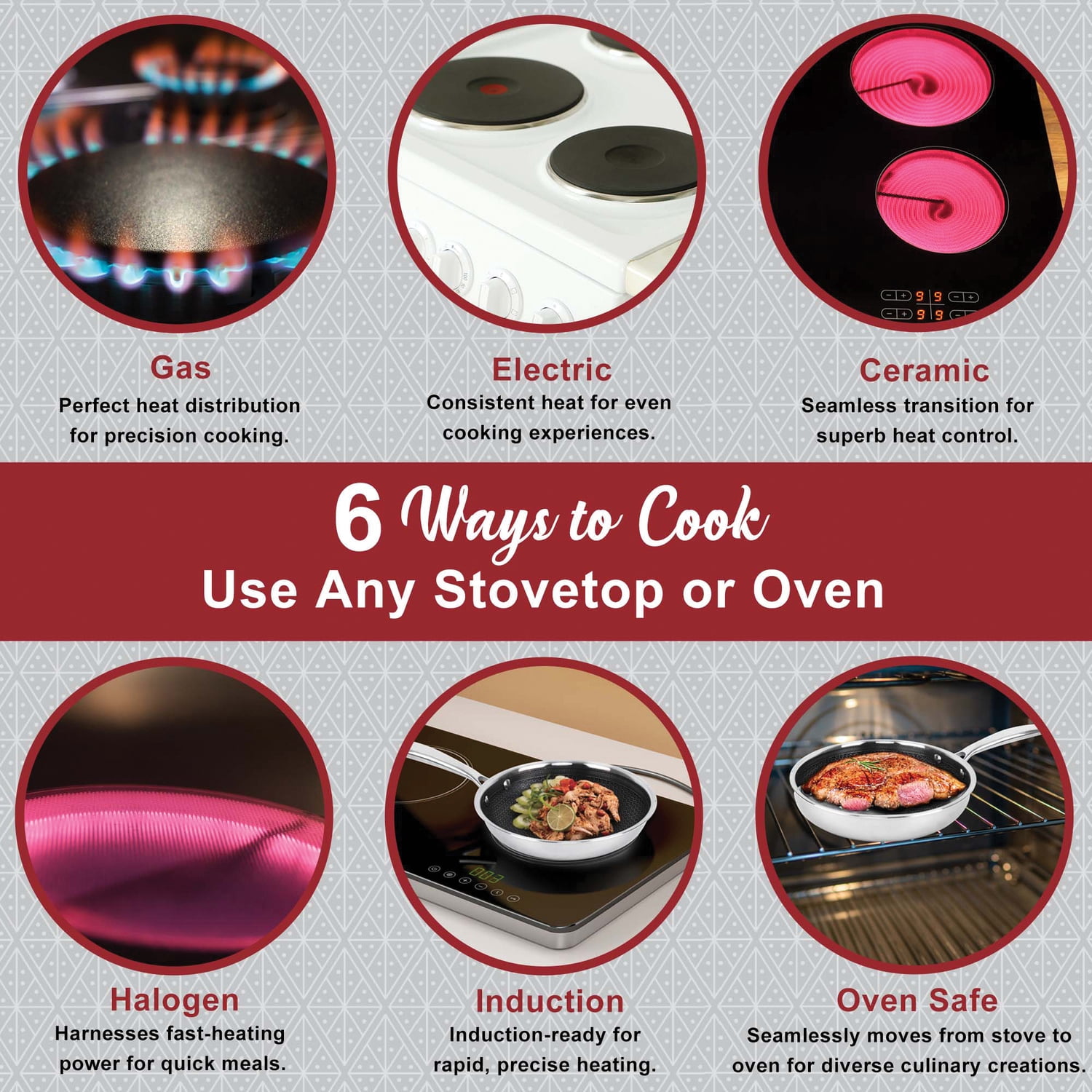 Brentwood 3-Ply Hybrid Non-Stick Stainless Steel Induction-Ready Frying Pan (9.5 In.)