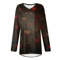 thumbnail image 4 of Resicozy Valentines Shirts for Women Funny Heart Graphic Shirt Pullover Casual V-Neck Top Long Sleeve Tee Tops Coffee XL, 4 of 6