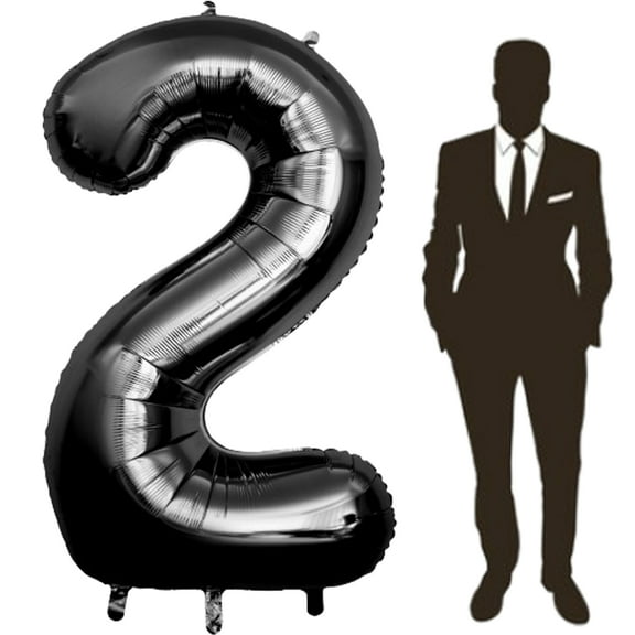 60 Inch Black Number Balloon Large Foil Number Balloons With Base, 0-9 Big Number Balloons for Birthday Party Supplies Decorations