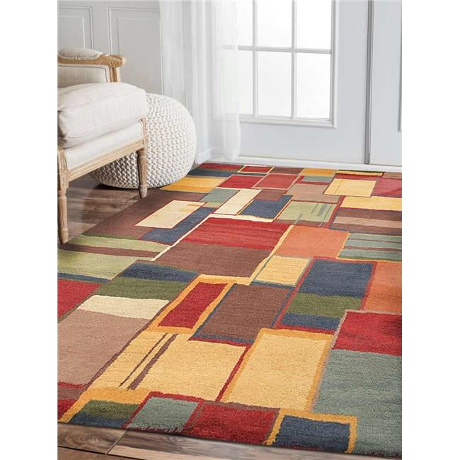 6 x 6 ft. Hand Tufted Wool Geometric Square Area Rug, Multi Color