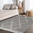 thumbnail image 4 of JONATHAN Y MERCER SHAG 4 x 6 Area Rug, Mercer Plush Tassel Moroccan Geometric Trellis - Gray/Cream, MCR103C-4, 4 of 4
