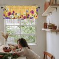 thumbnail image 4 of Kitchen Curtains Valances, Spring Colorful Flower Yellow Background Short Rod Pocket Valances for Windows for Bedroom, Bathroom, 1 Panel, 54" W x 18" L, 4 of 6