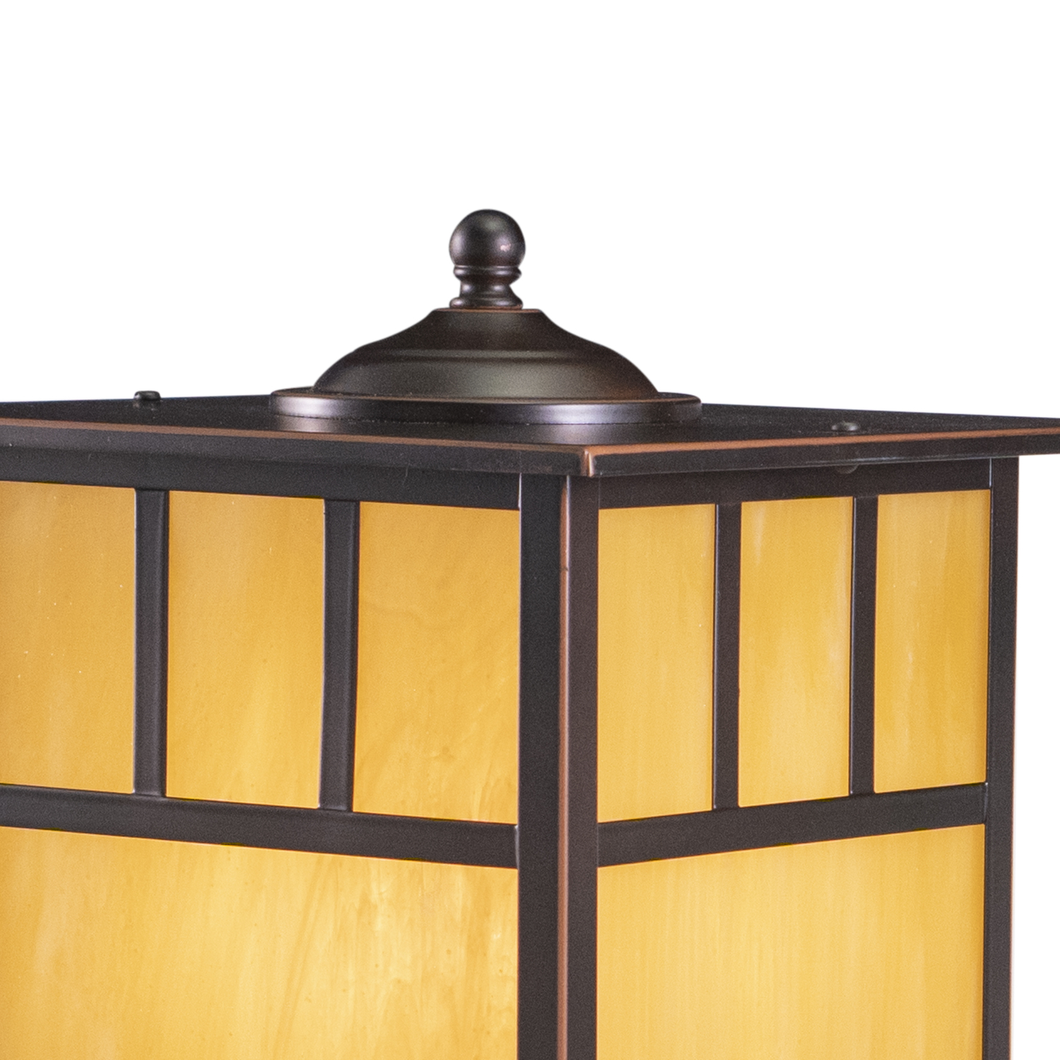 Vaxcel Mission 1L Bronze Outdoor Rectangle Post Light Honey Glass