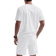 thumbnail image 3 of Men'S 2 Piece Outfits Short Sleeve Casual Shirt and Shorts Sets White XL, 3 of 7