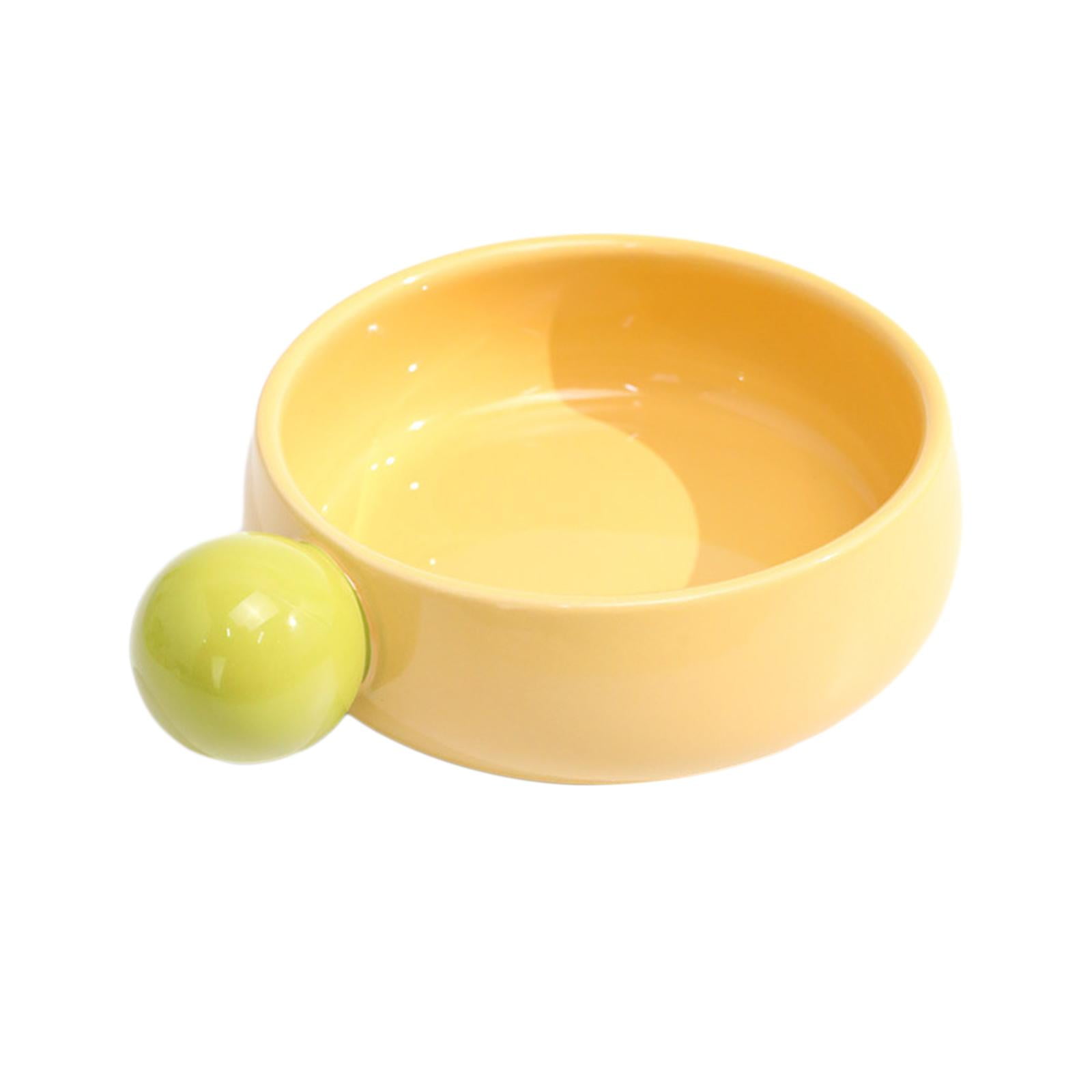 Bvdfgk Ceramic Cat Bowl Portable No Black Chin Non Slip Pet Puppy Kitten Bowl for Faced Yellow