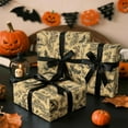 thumbnail image 4 of Kraft Autumn Wrapping Paper Roll, Mini Roll, Vintage Black Skull, Spider, Pumpkin and Gothic Floral Design Kraft Gift Wrap for Fall Holiday and Halloween Party, 17 Inches x 16.4 Feet, 4 of 8