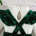 thumbnail image 5 of CAICJ98 Baby First Christmas Outfit Girl Knit Shirt Tops Suspender Dress Fall Winter Outfits Puff Long Sleeve Jumpsuit Toddler Girl Clothes Dark Green,Size 3-6 Months, 5 of 7