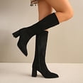 thumbnail image 6 of Women Pointed Toe Knee‑High Boots, Soft Stretch Suede Tall Long Boots, Side Zipper Chunky Block Heel Dress Boots for Fall Winter, 6 of 9
