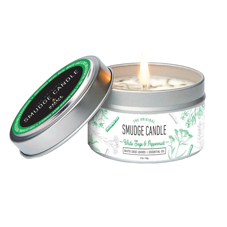 Soul Sticks White Sage and Peppermint Scented Smudge Tin Candle with