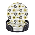 thumbnail image 1 of Posavasos de cuero de 6 piezas, fondo de flores con patrón sin costuras en estilo garabato, posavasos para bebidas, posavasos para tazas, regalo de inauguración de la casa, ideal para la decoración, 1 of 7