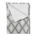thumbnail image 2 of Floral Soft Flannel Fleece Blanket, Classic Damask with Rose Branches Victorian Rococo Style Retro Feminine Pattern, Cozy Plush for Indoor and Outdoor Use, 70" x 90", Pale Grey White, by Ambesonne, 2 of 5